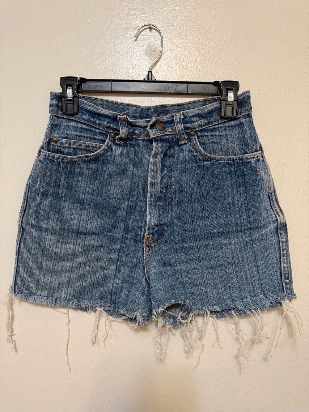 Blue Denim Frayed Hem Women's Shorts